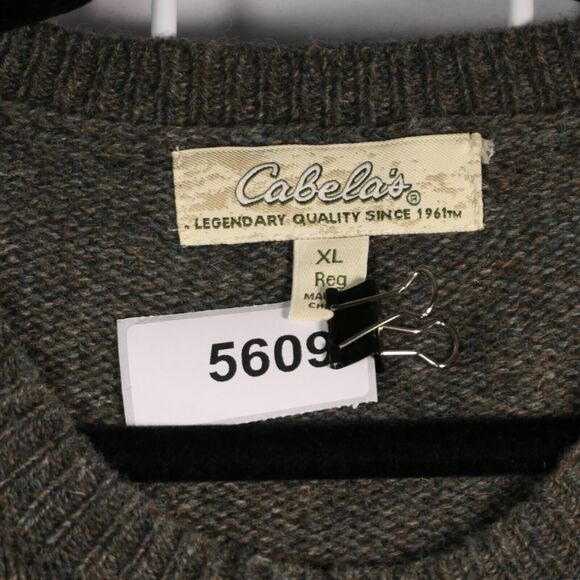 Cabela's Mens XL Marled Green Gray Wool Blend Sweater Holiday Ski Oversized - Picture 7 of 7